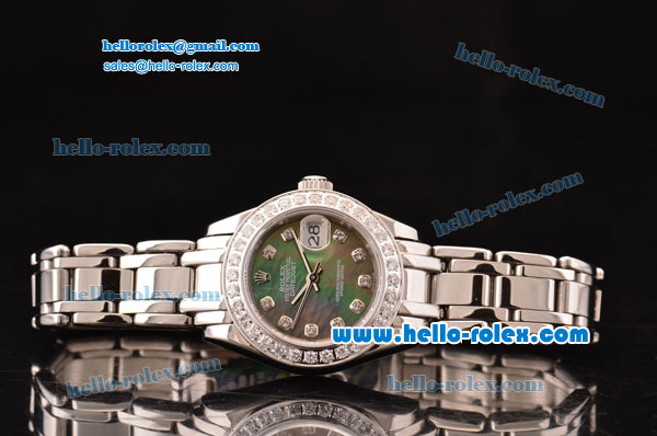 Rolex Datejust Lady Pearlmaster 2813 Automatic Steel Case with Diamond Bezel Grey Mop Dial and Stainless Steel Strap ETA Coating - Click Image to Close